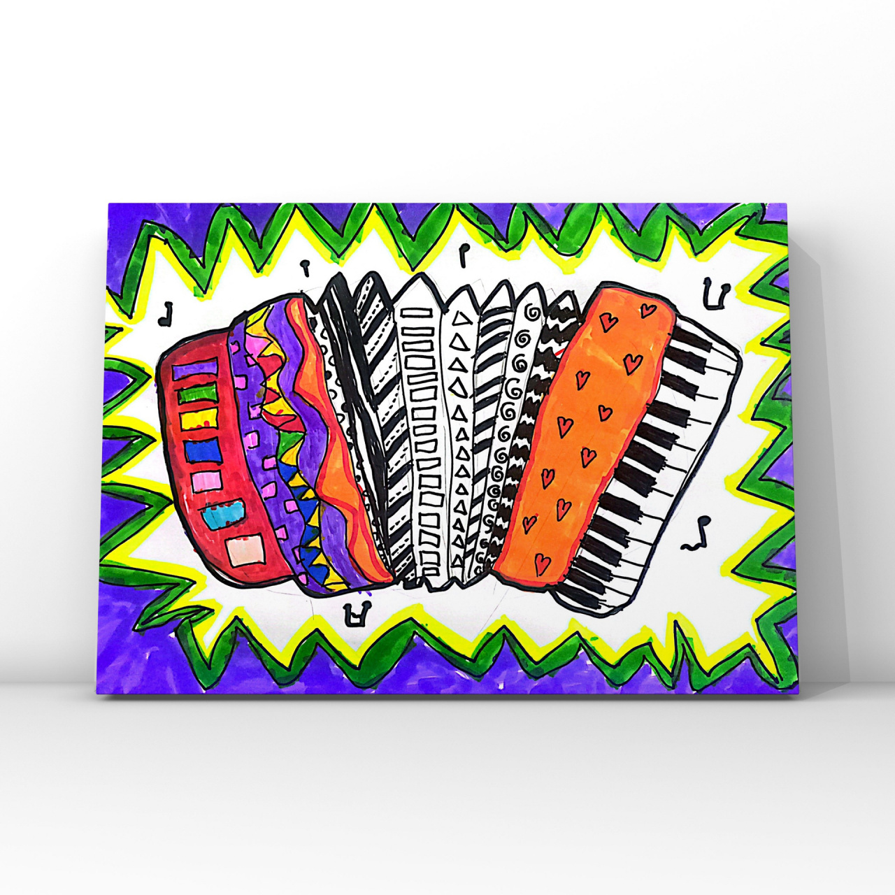 《美妙的手风琴》儿童画 创意美术 适合年龄::5～7岁