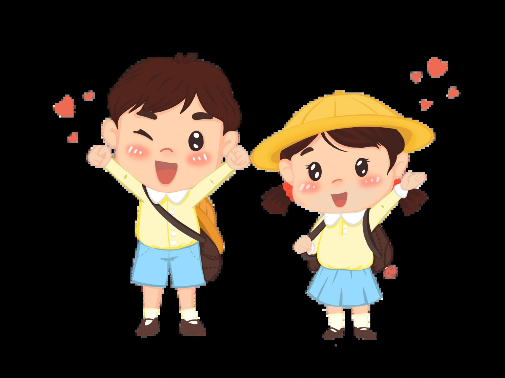 学生卡通人物素材【免抠】99 99今日分享 93彩色卡通手绘人物