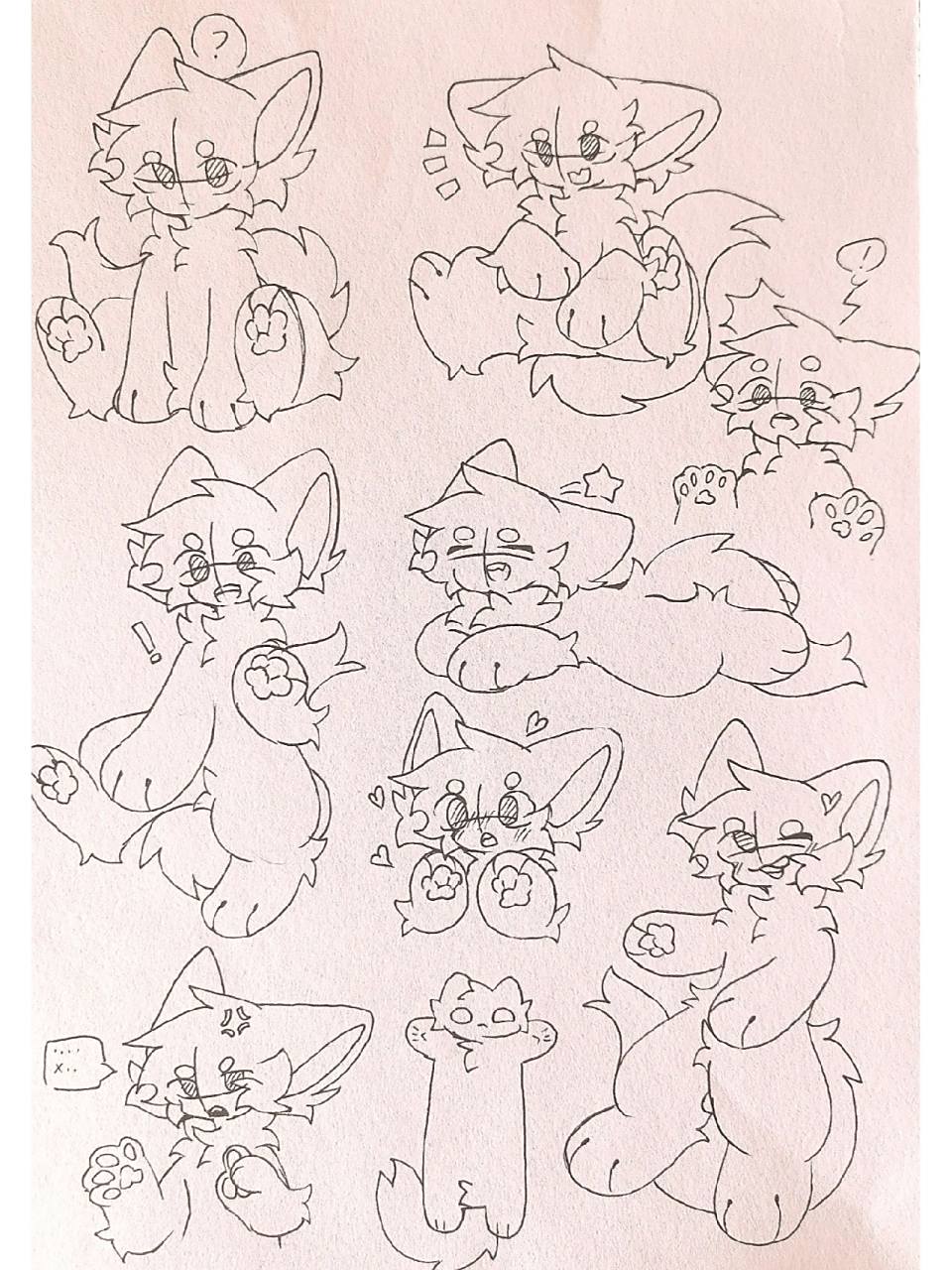 兽设q版动作素材 摸鱼,可以模仿/自描,要艾特w!