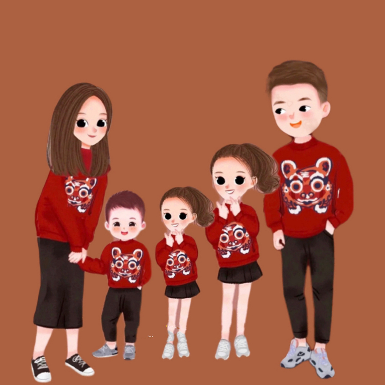 一家五口两女一儿头像～你留言我作图