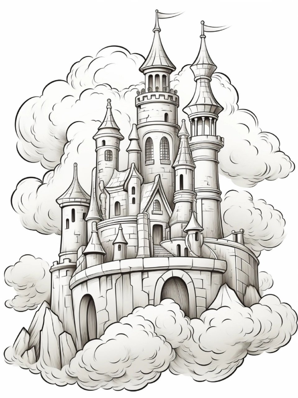 梦幻城堡,可以打印的小朋友涂色本 coloring page for kids…… 这是