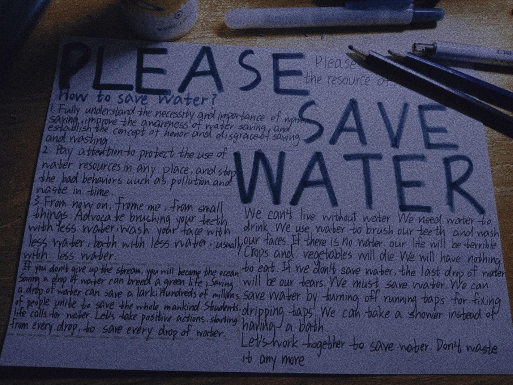 please save water(节约用水英文小报 ) 不舍细流,方成汪洋.