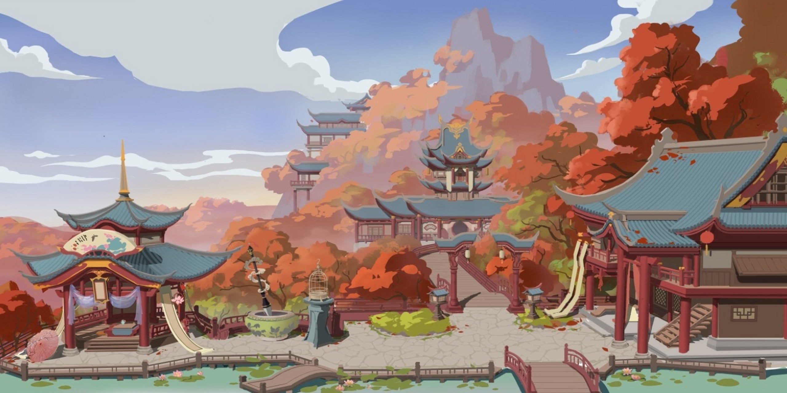 我画的妖神记手游的主城优化版 这是腾讯代理的国风手游《妖神记》