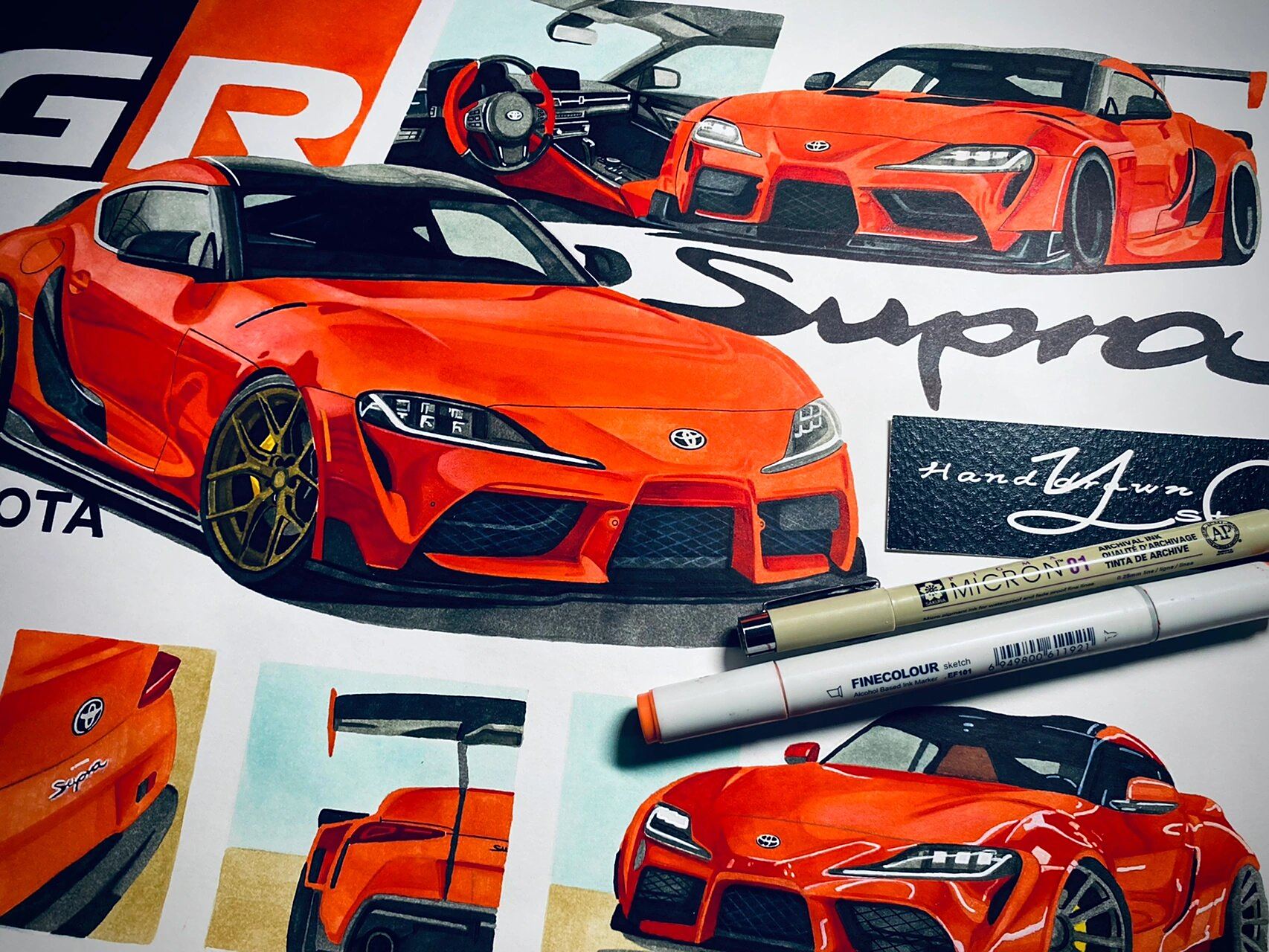 写实汽车手绘——丰田supra!