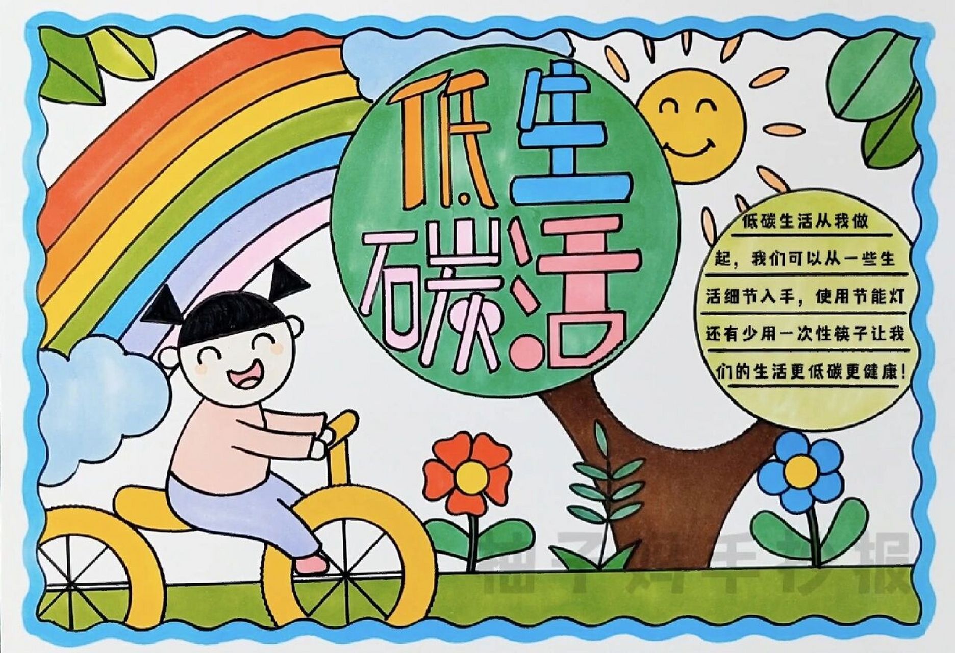 低碳生活手抄报/有线稿可打印 低碳环保手抄报/绿色低碳节能先行手