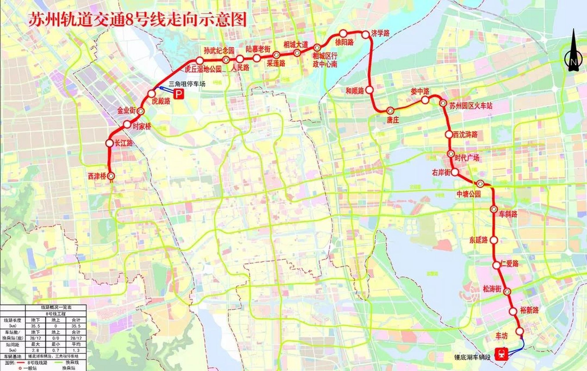 蘇州地鐵8號線線路圖 蘇州地鐵8號線2019年9月30日開工建設,預計於