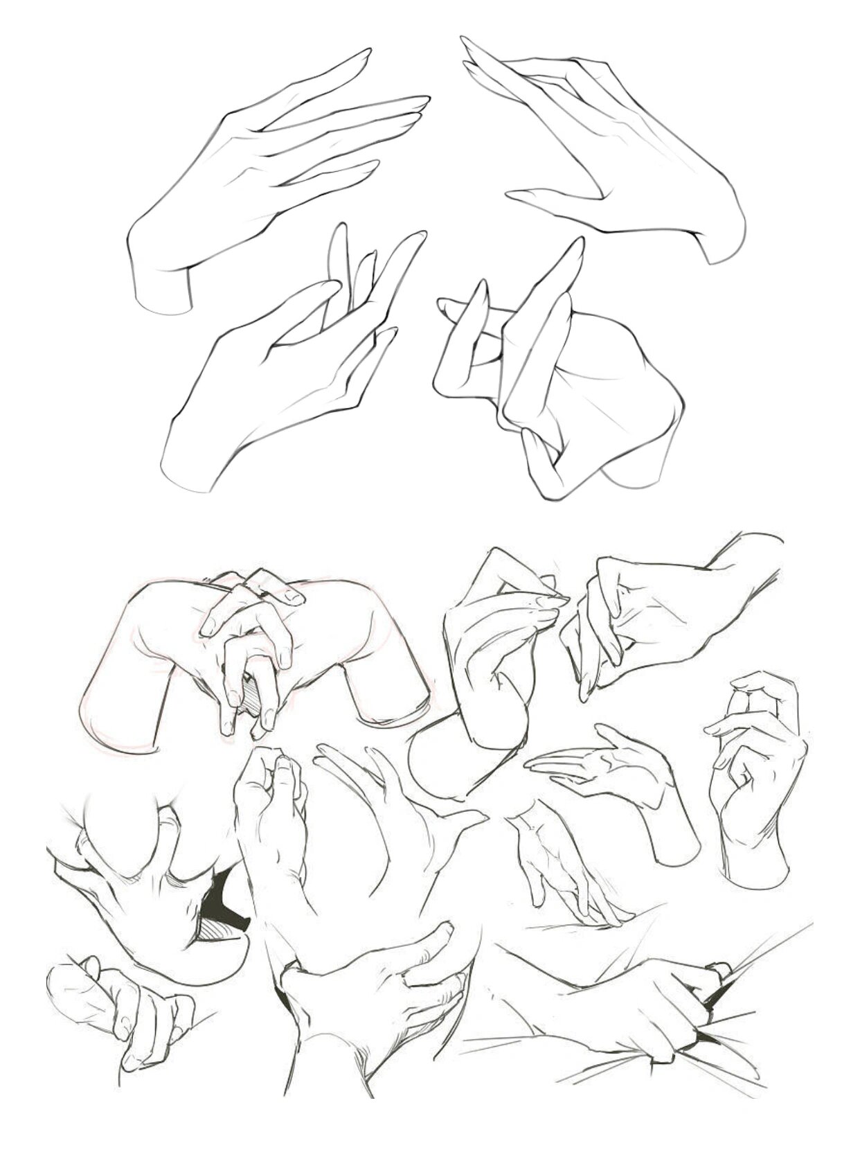 【绘画素材】多种手部姿势参考素材75