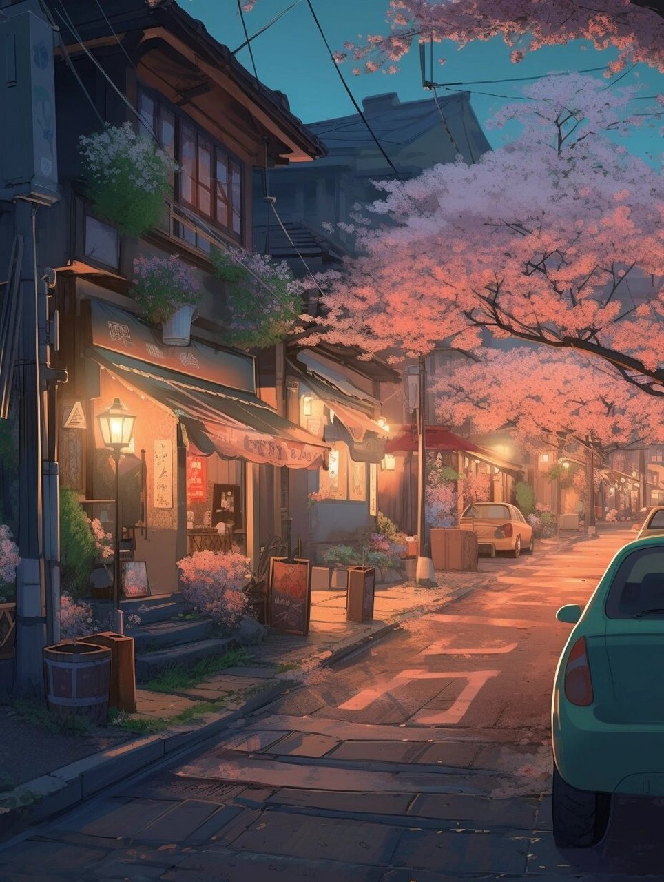 樱花94街道|插画|壁纸|唯美壁纸|日本 949494 我栽一段樱色赠