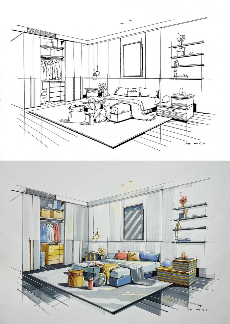 室内设计手绘|孟菲斯配色?