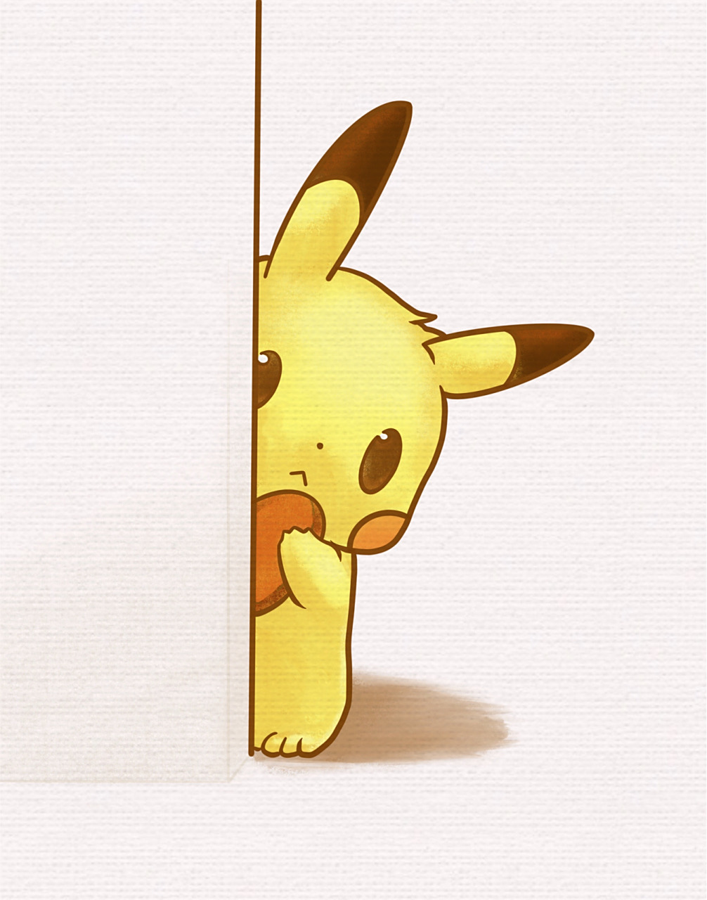 「简笔画」(100/28)皮卡丘99系列·内含过程 一只抱着吃的在墙后