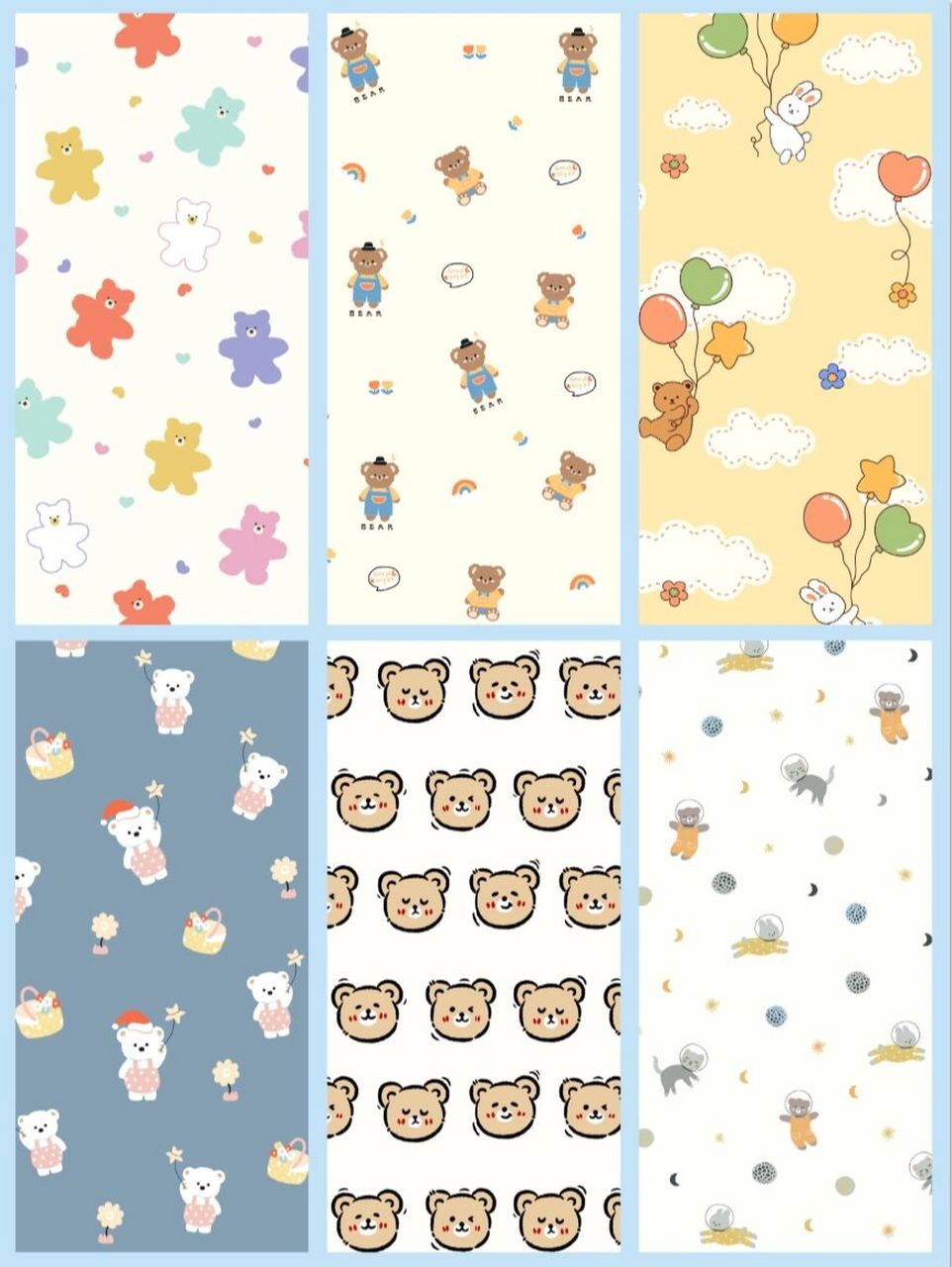 268期 可爱卡通小熊花型图案 原创手机壁纸 再出一期可爱的小熊图案