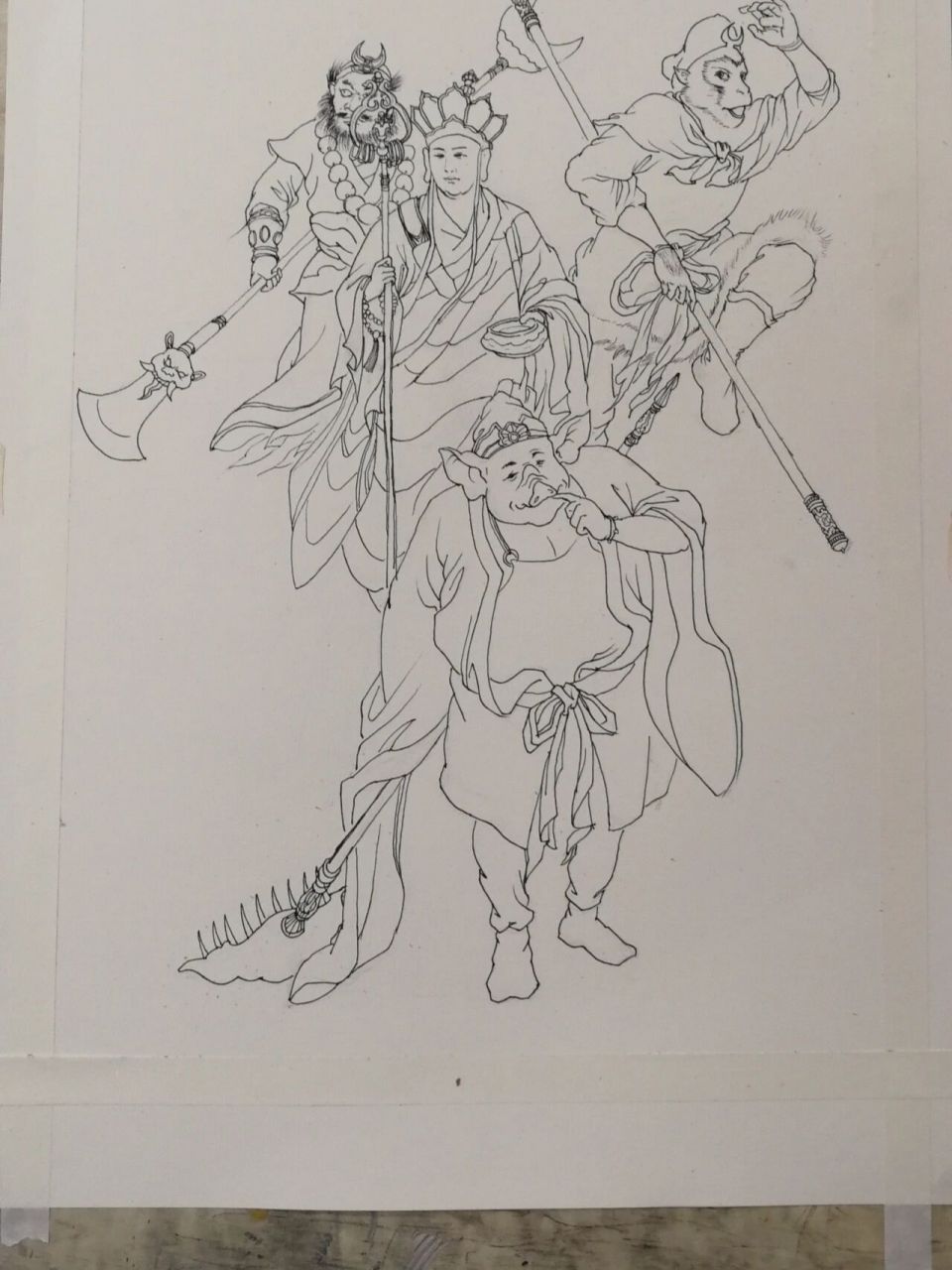 西游记手绘 构图时还好好的,一勾形—— ? 唐僧:悟静你怎么了悟静?