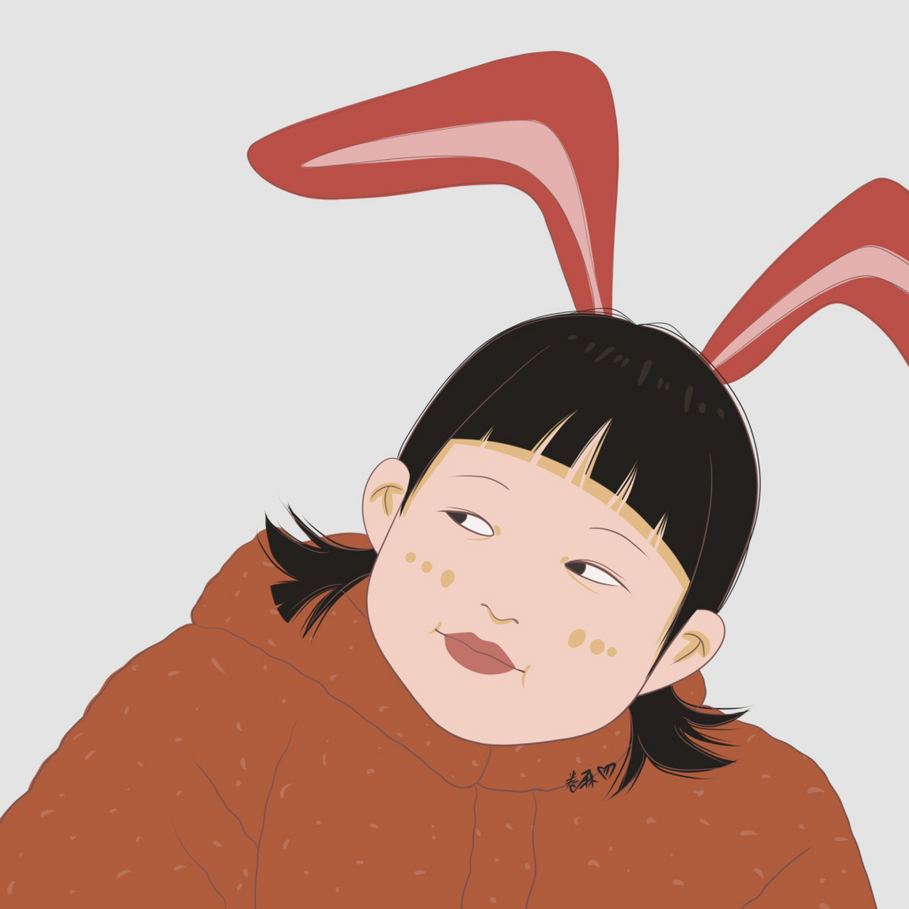 插画 | 头像 | 兔年来个兔耳朵的小女孩头像 图片92二改92商用