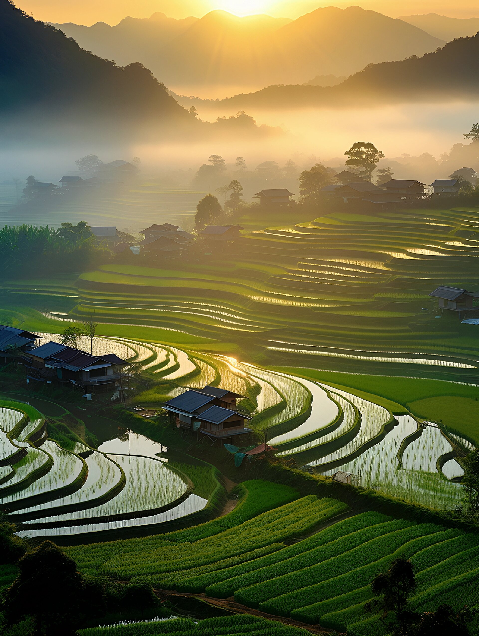 绘画素材~梯田风光