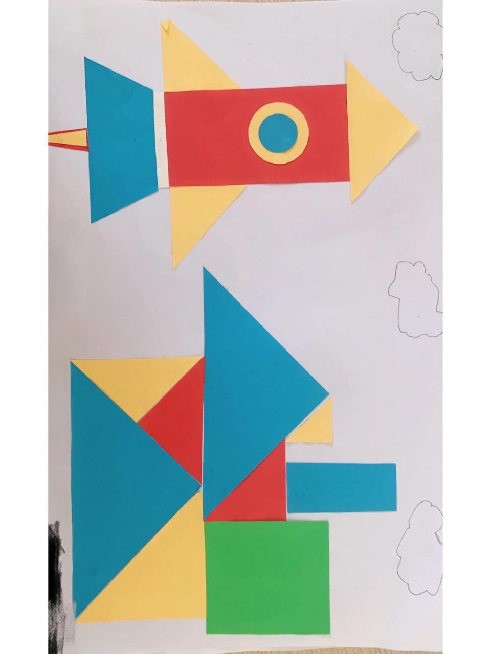 青岛版二年级数学下册第七单元,用图形创作一幅画!