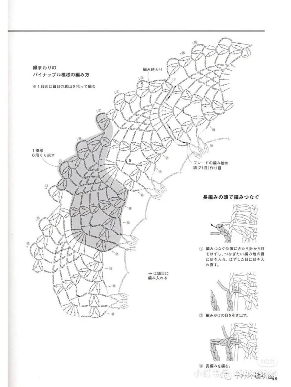 菠萝花钩针图解圆形餐垫