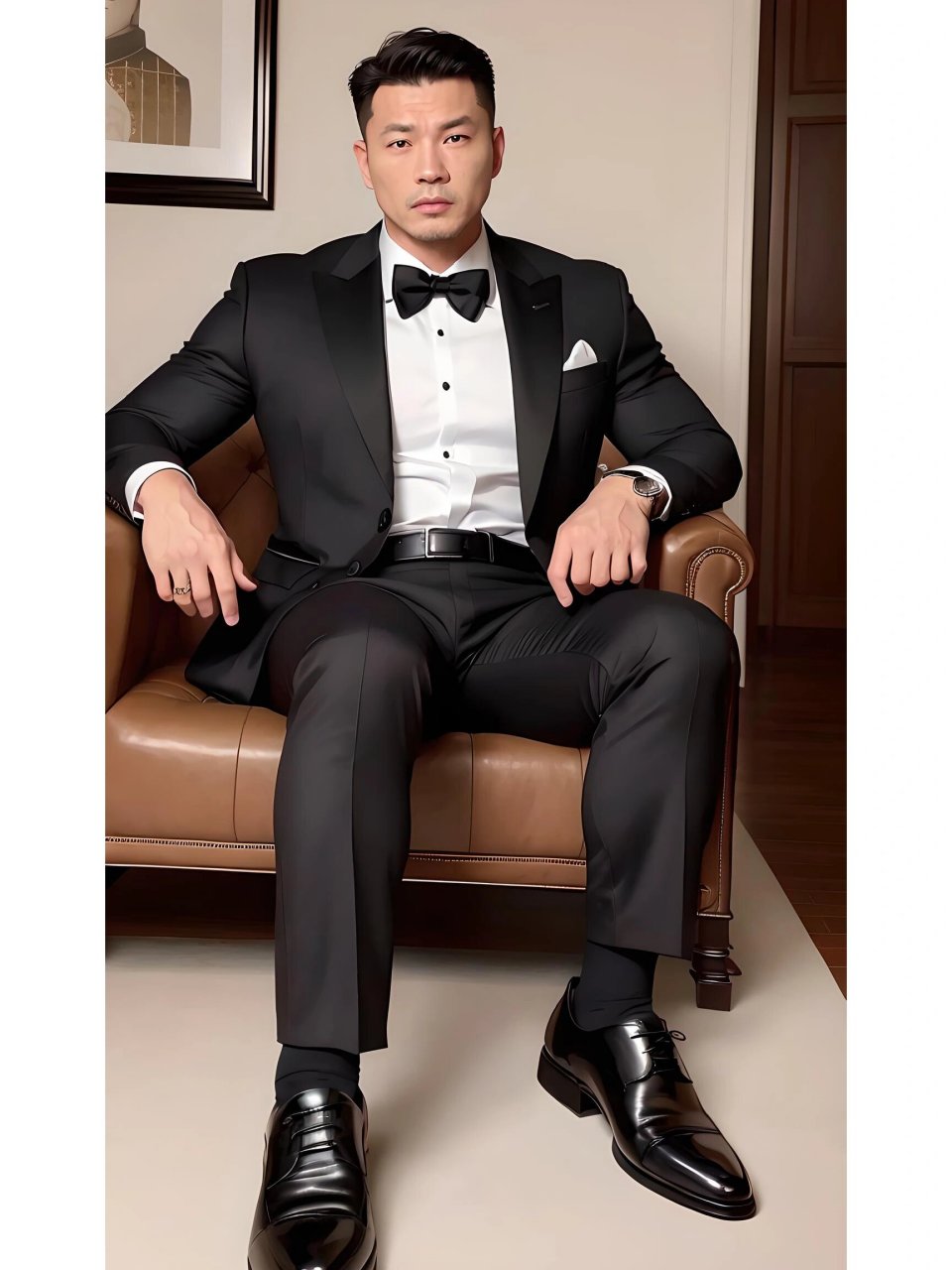 ai男友绘画中… 标标正正的正装皮鞋黑袜大叔~             中国,40岁