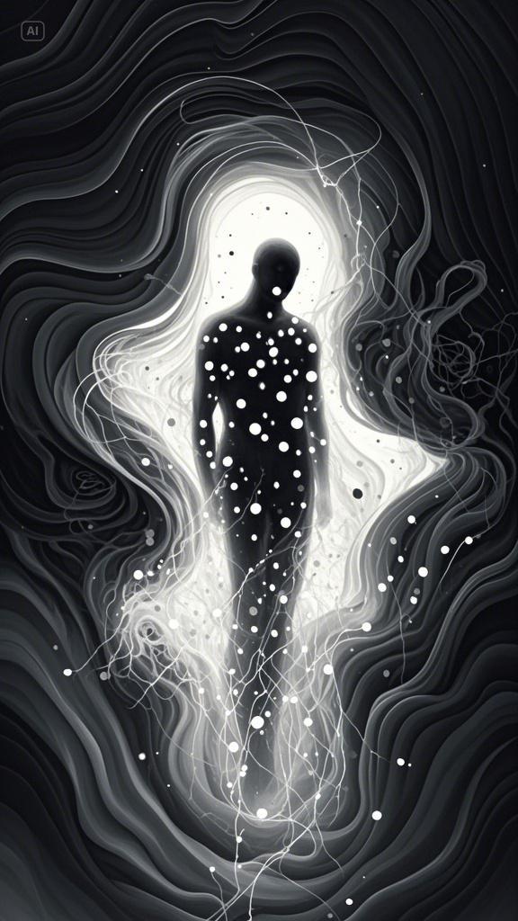 意识流,大写意,绘画图灵体,思维产生的灵感意识体,无形无脸,朦胧的