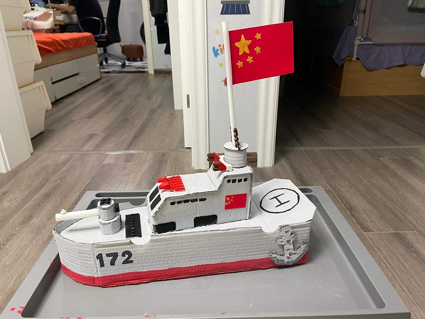 幼儿园航母军舰手工,纸船,很帅的 幼儿园军舰 航母手工 国庆军舰