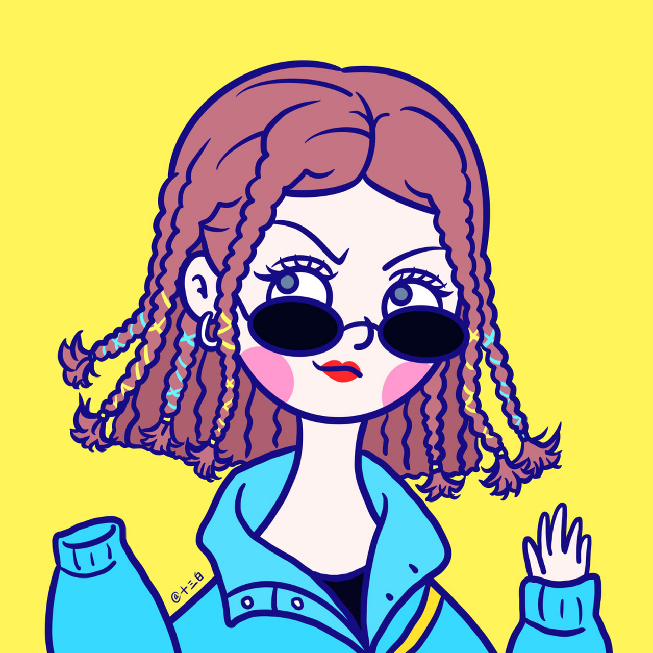 碎头发姑娘和麻花辫丫头 卡通女生闺蜜头像 十三白插画 #我是原创插画