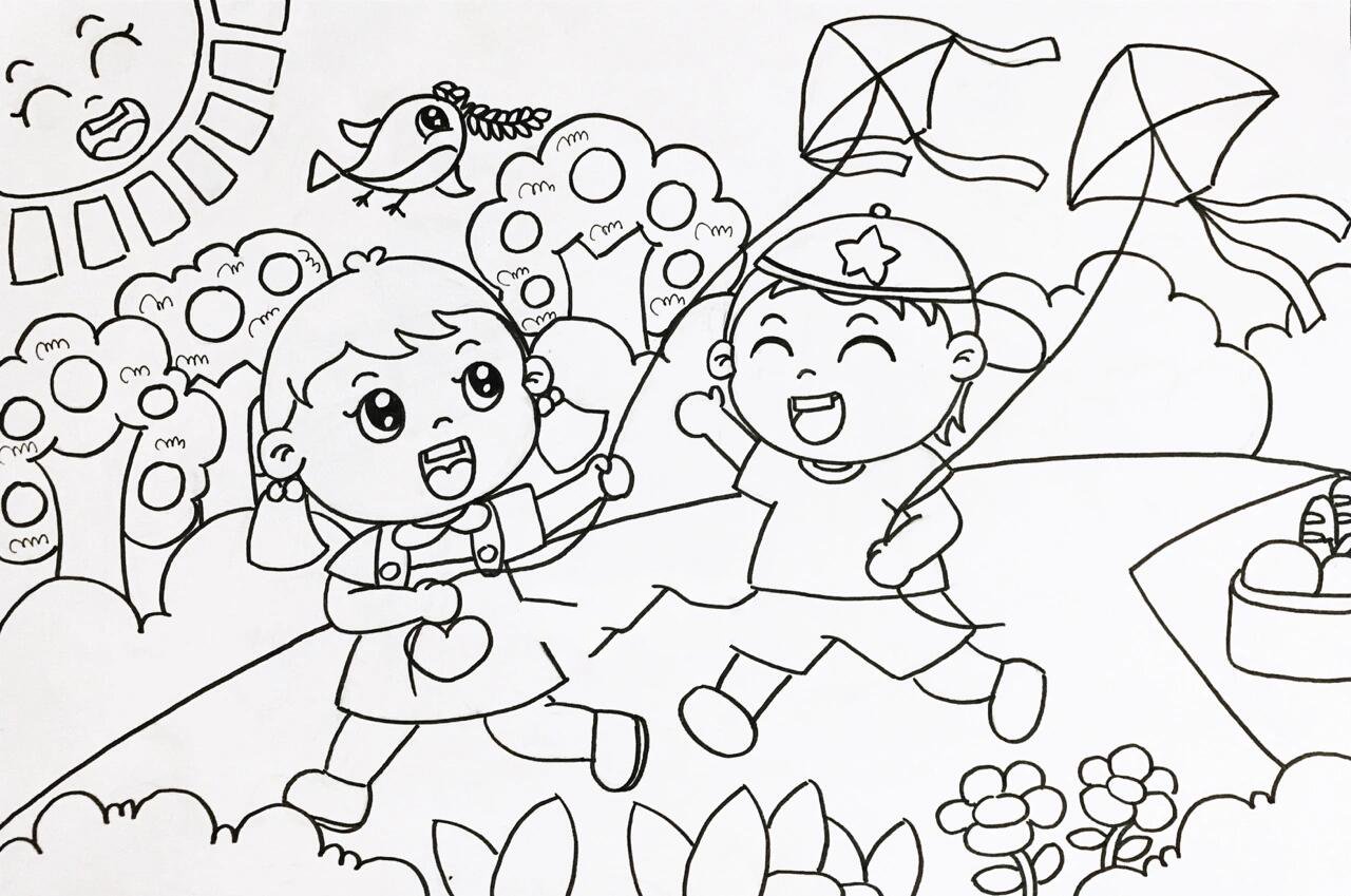 打卡no.23 《放风筝》儿童画 幼师考编必备