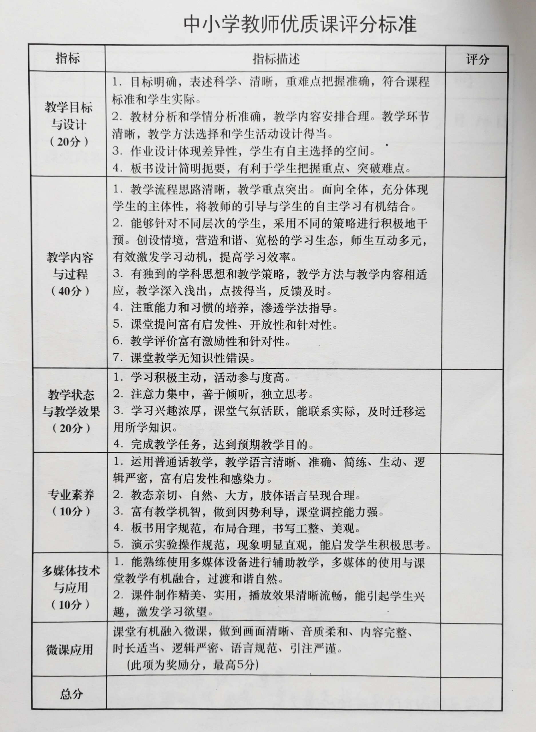 中小学听课评课模板