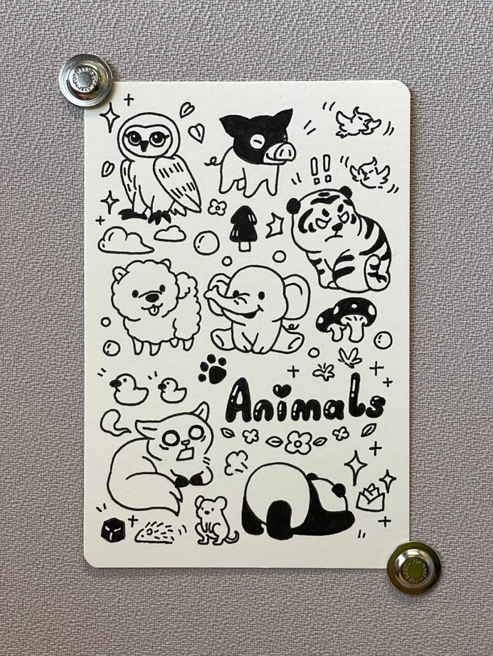 98可爱小动物简笔画|手帐素材94 简单易学的超萌小动物简笔画!