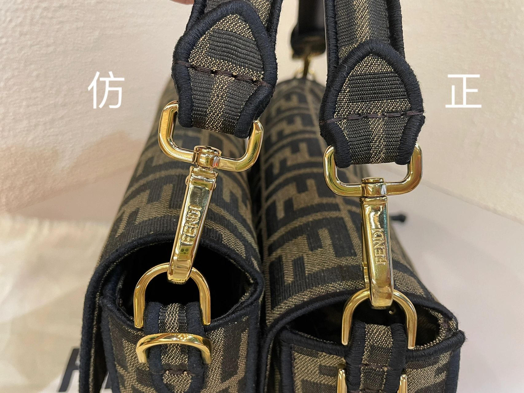 fendi芬迪老花法棍包真假鉴定高清对比图 fendi芬迪老花法棍包,简单