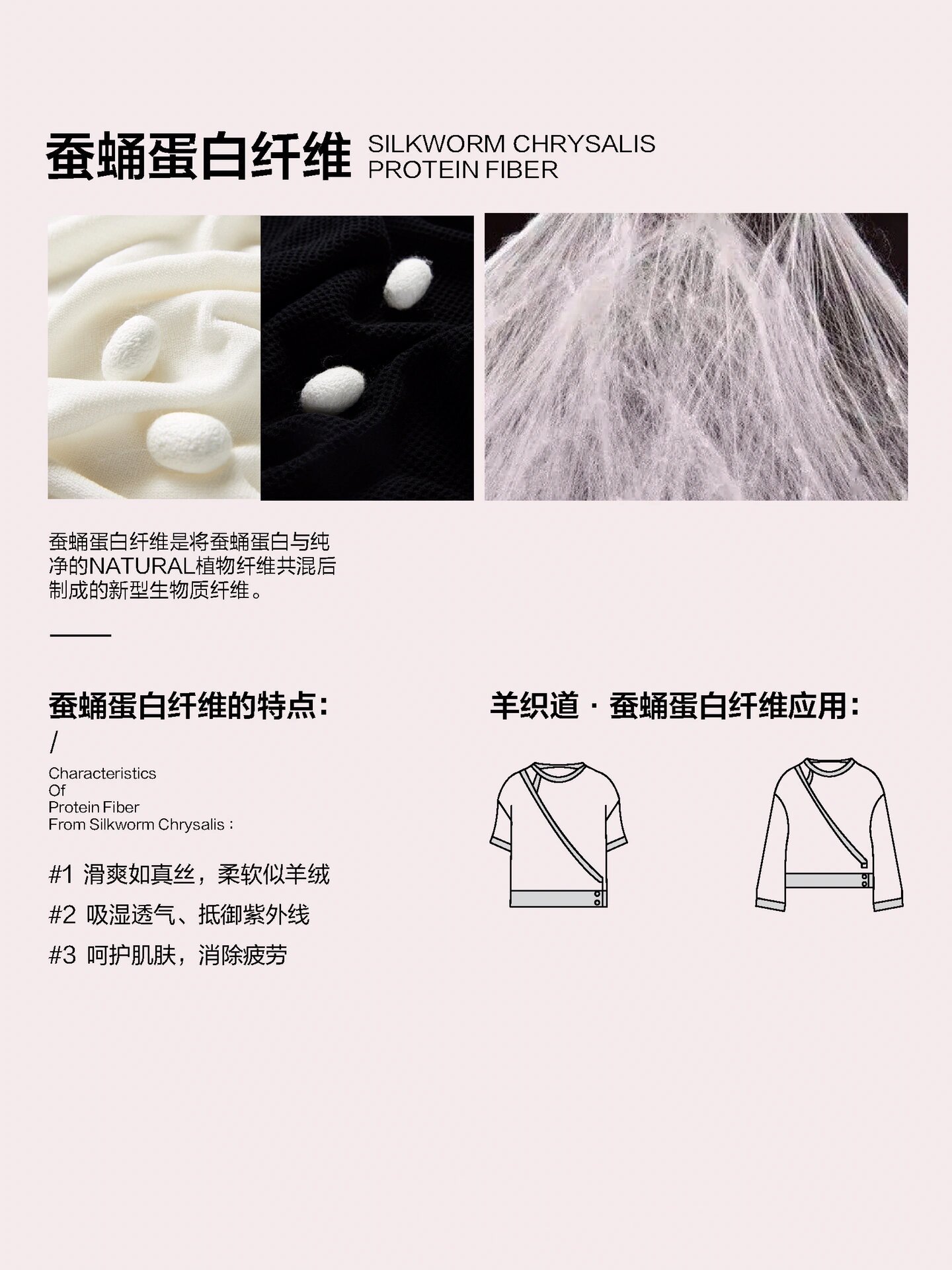 面料小知识|蚕蛹蛋白纤维 蚕蛹蛋白纤维 萃取蚕蛹蛋白精华与纤维共混
