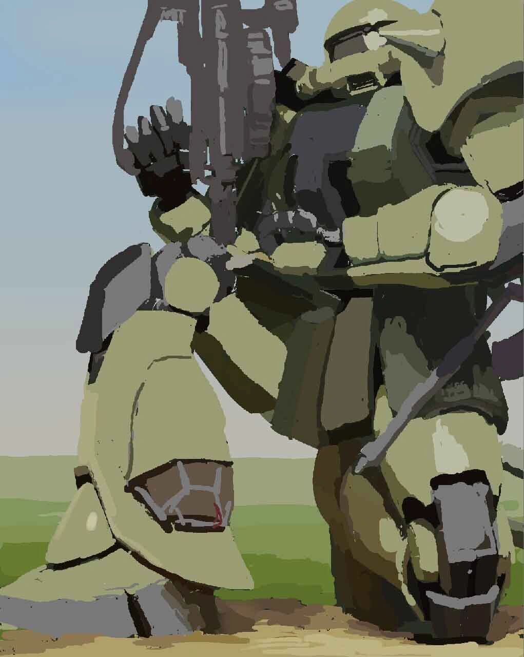 一直想画一台经典的zaku ii,于是每天画一点点陆陆续续画了两个多月