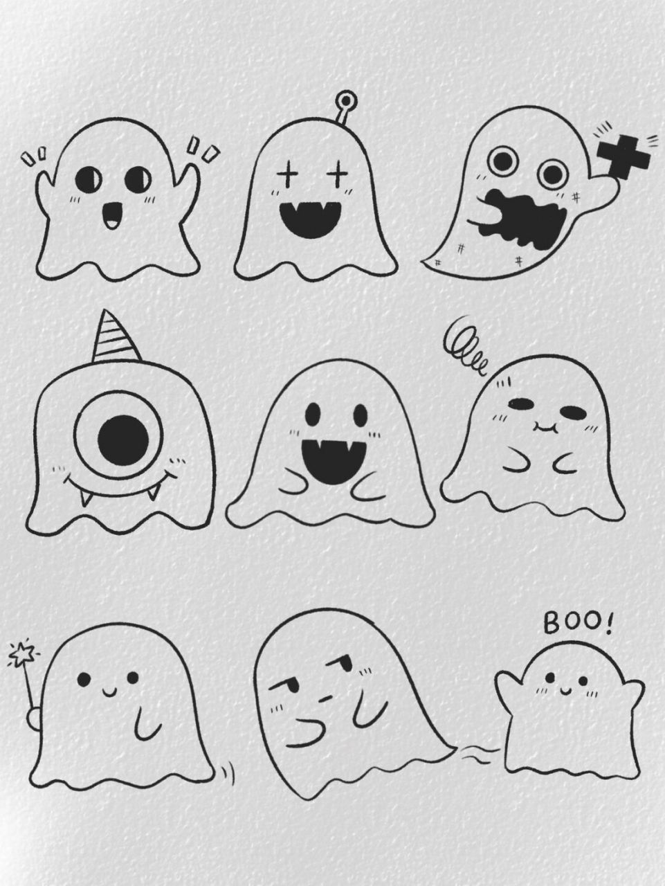 简笔画 | 万圣节素材| 假如幽灵有表情… #procreate绘画# #可爱简笔