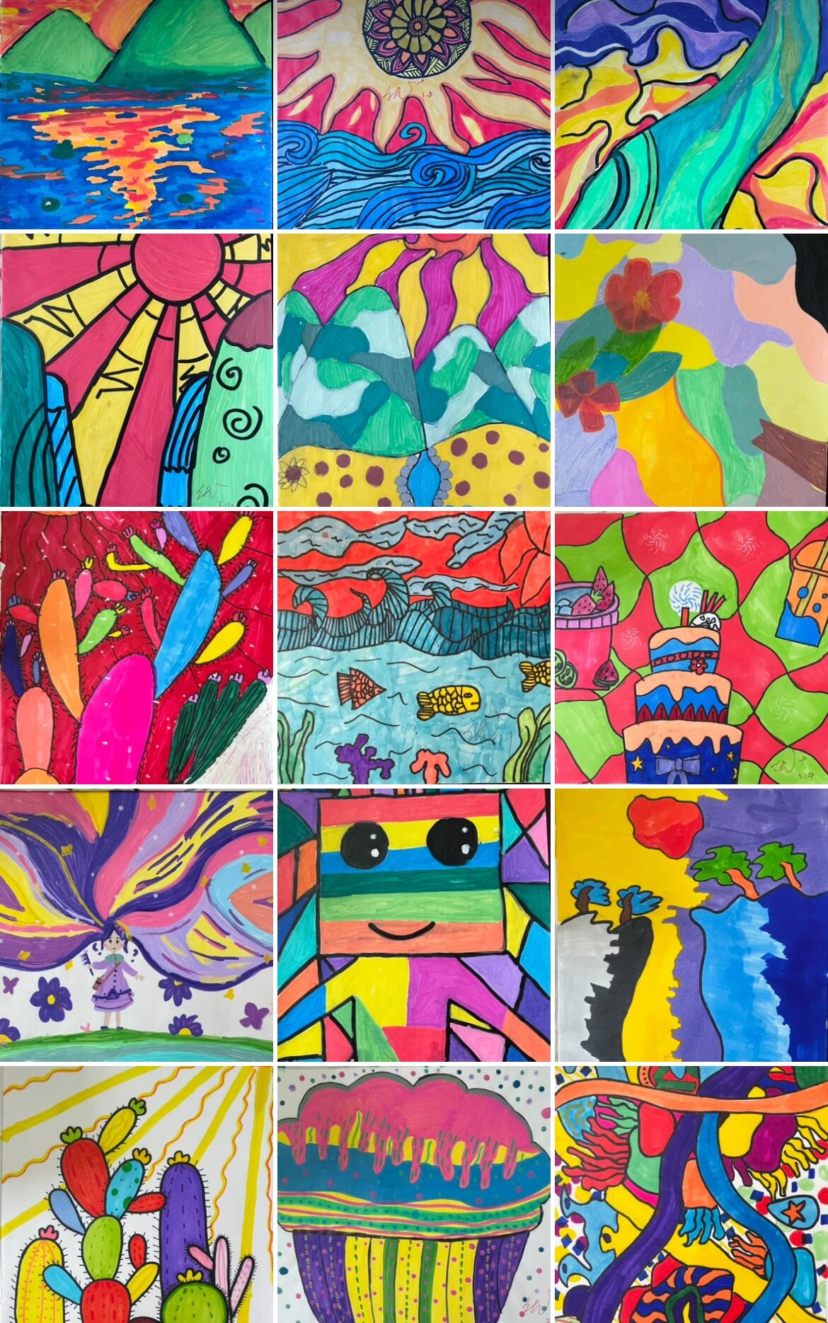 人美版五年级下册《让色彩动起来》学生作品