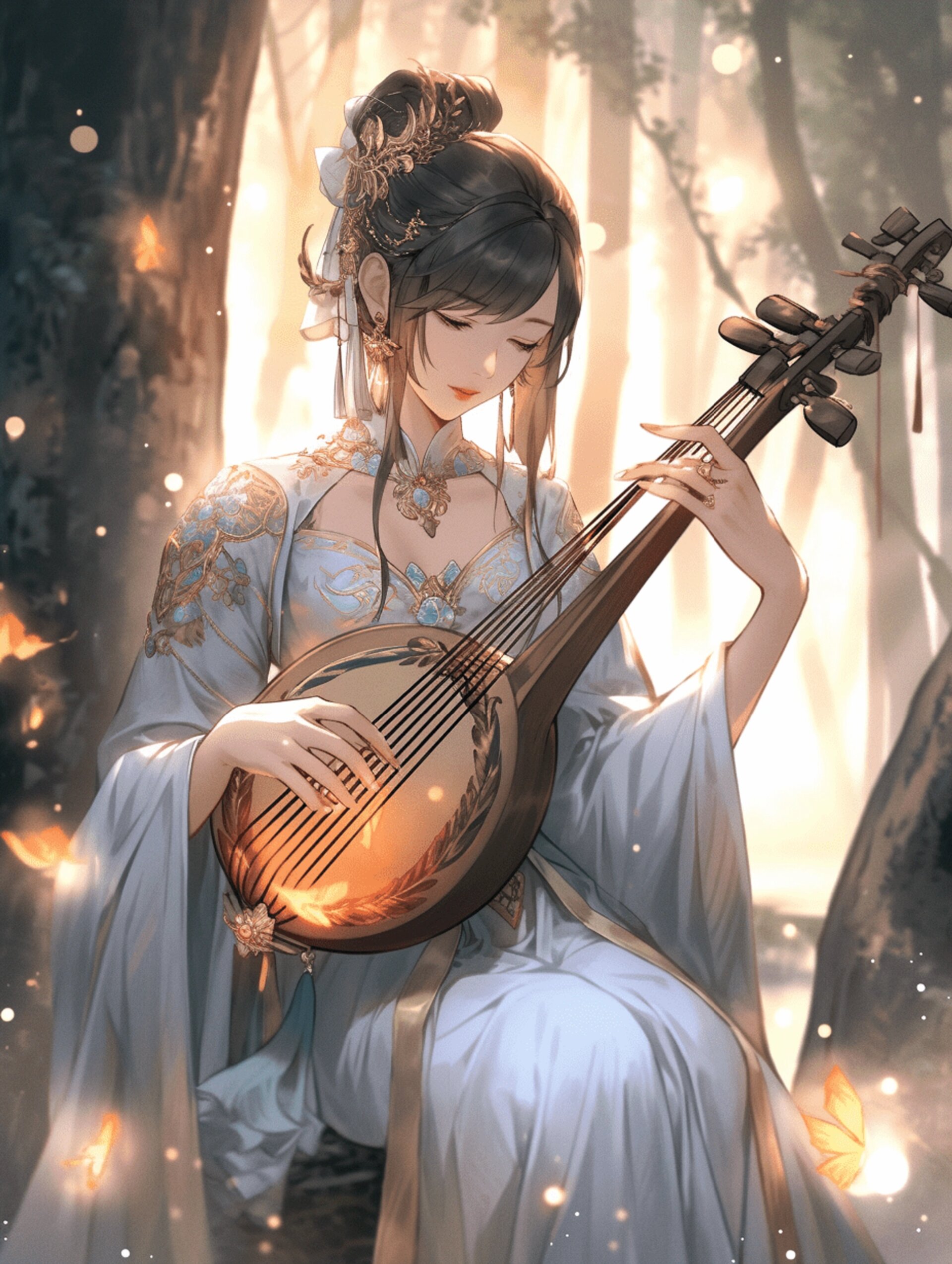 古代小说女子插画素材图