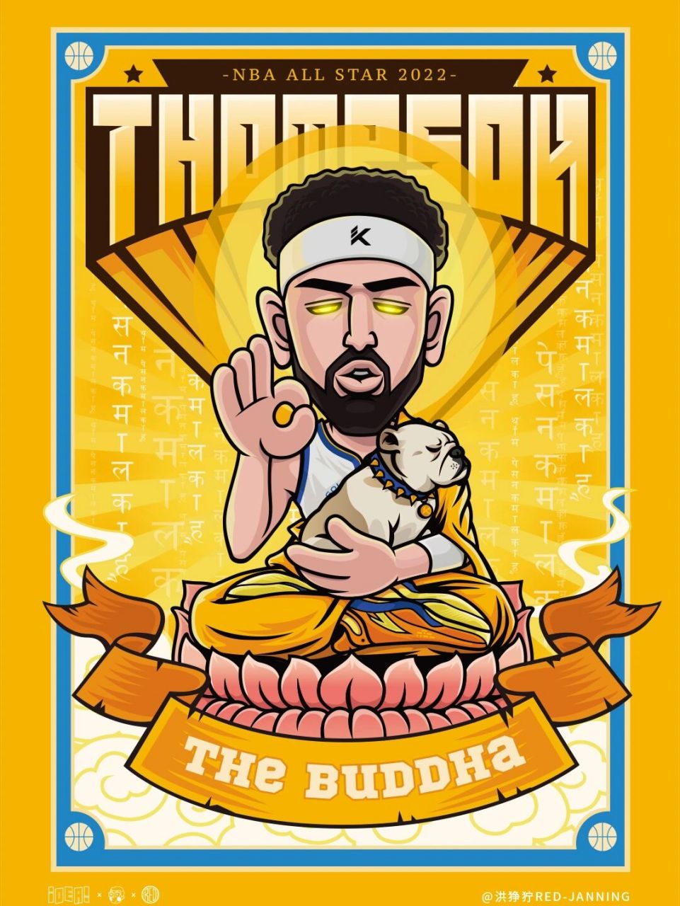 小洪叔nba l 克莱汤普森 佛光普照! 复出的时候没时间画,终于补上了.