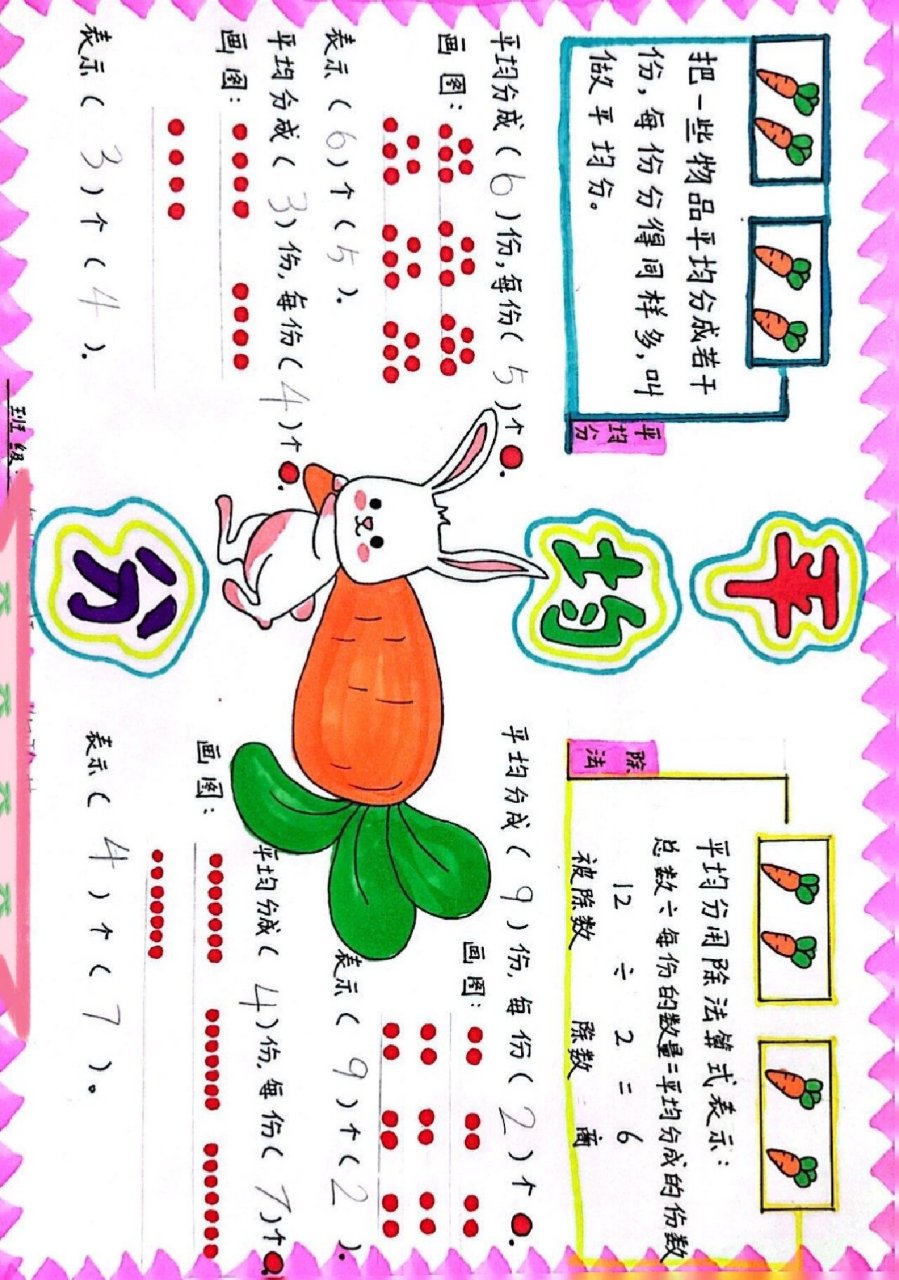 数学平均分手抄报简单图片