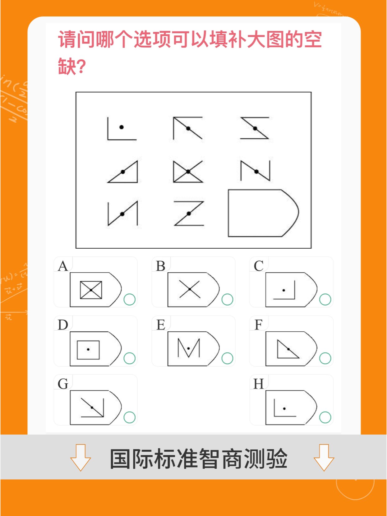 我用的是《最强大脑》里面的瑞文智商测试题,三次测试结果没有太大