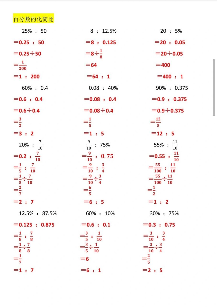 行测分数百分数图片