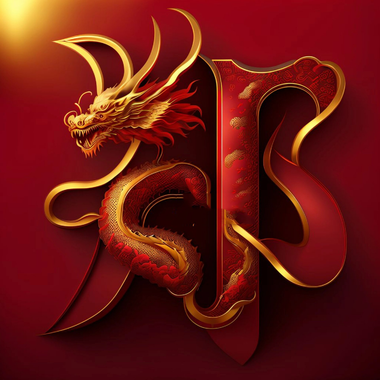 红龙图腾姓氏头像