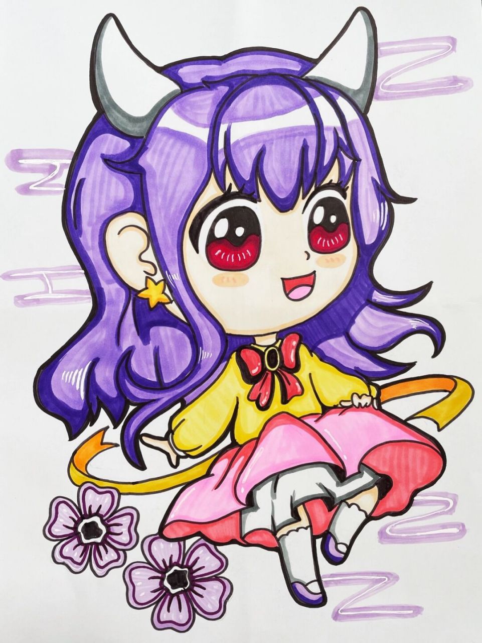 马克笔动漫 动漫小女巫,万圣节动漫,w版动漫,卡通画,儿童画#儿童画