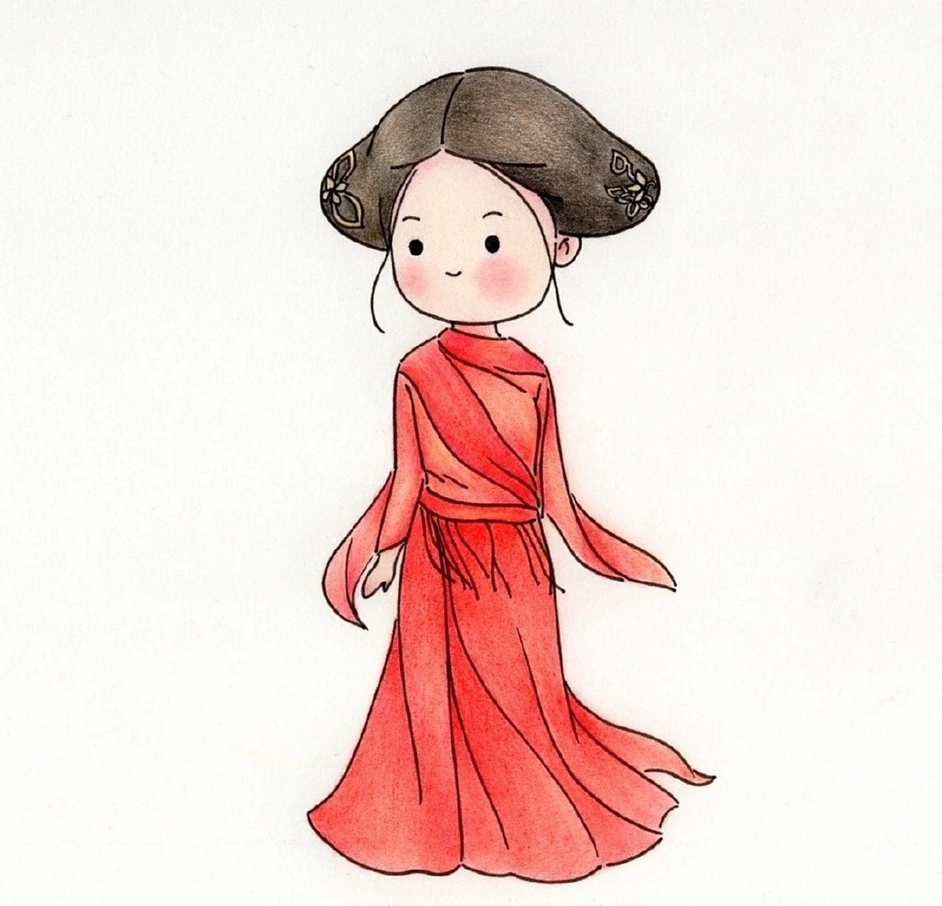 简笔画:汉服古风简笔画,拿去练吧 而近几年来,古风 也逐渐成为一种