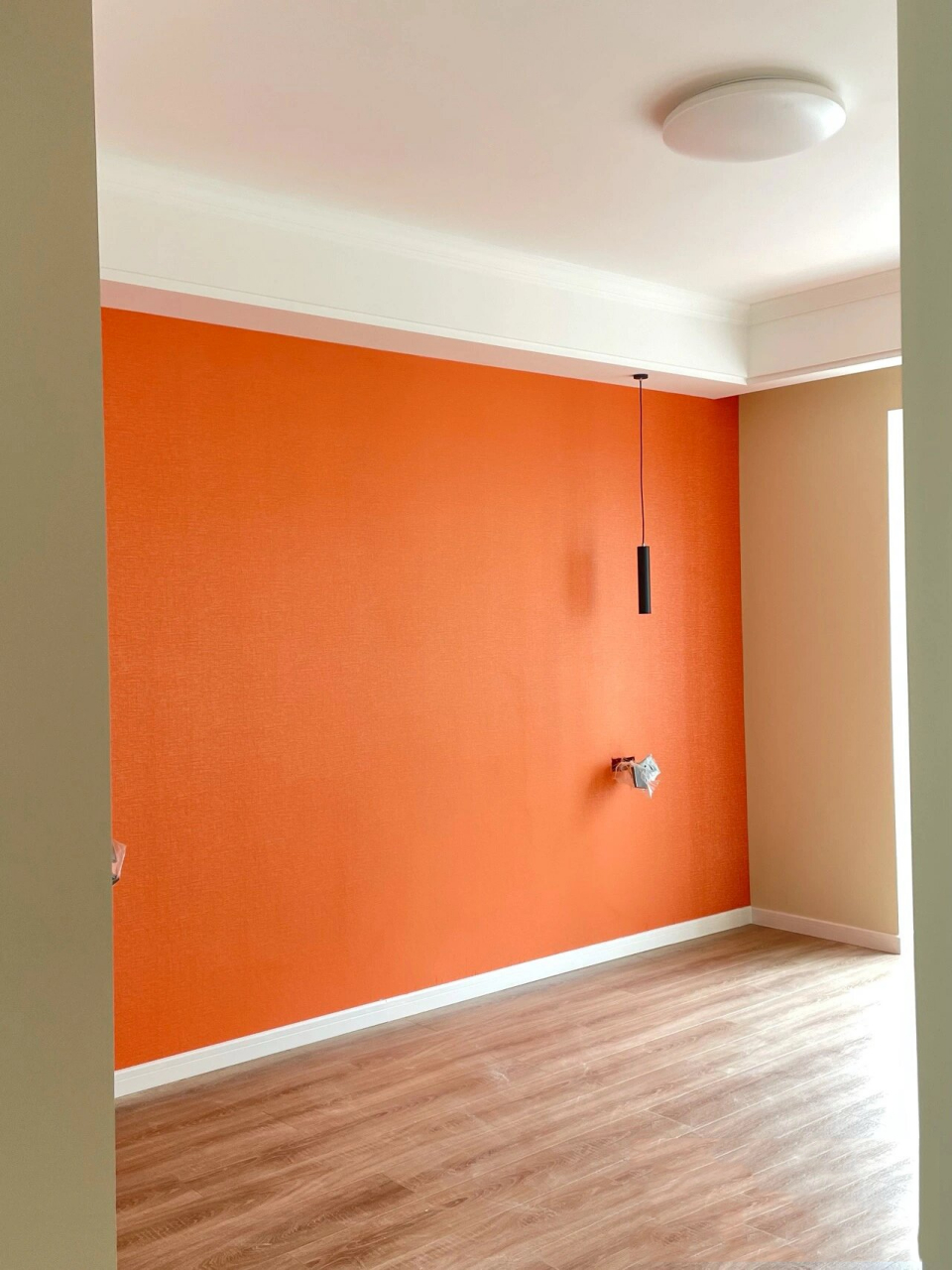 这种橘色的背景墙窗帘该怎么选呀!