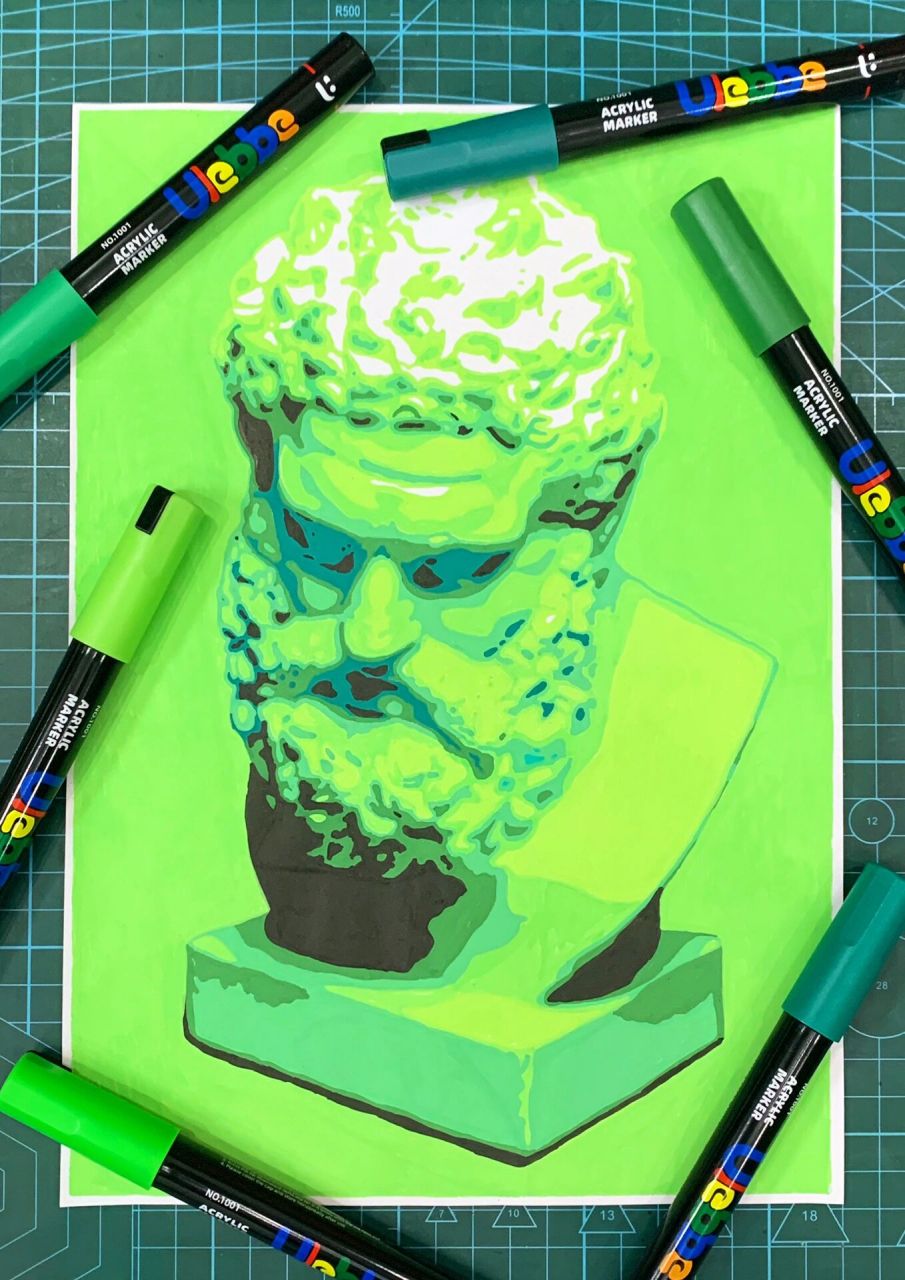 丙烯马克笔作品:《大力神》2 作品尺寸:20x28.