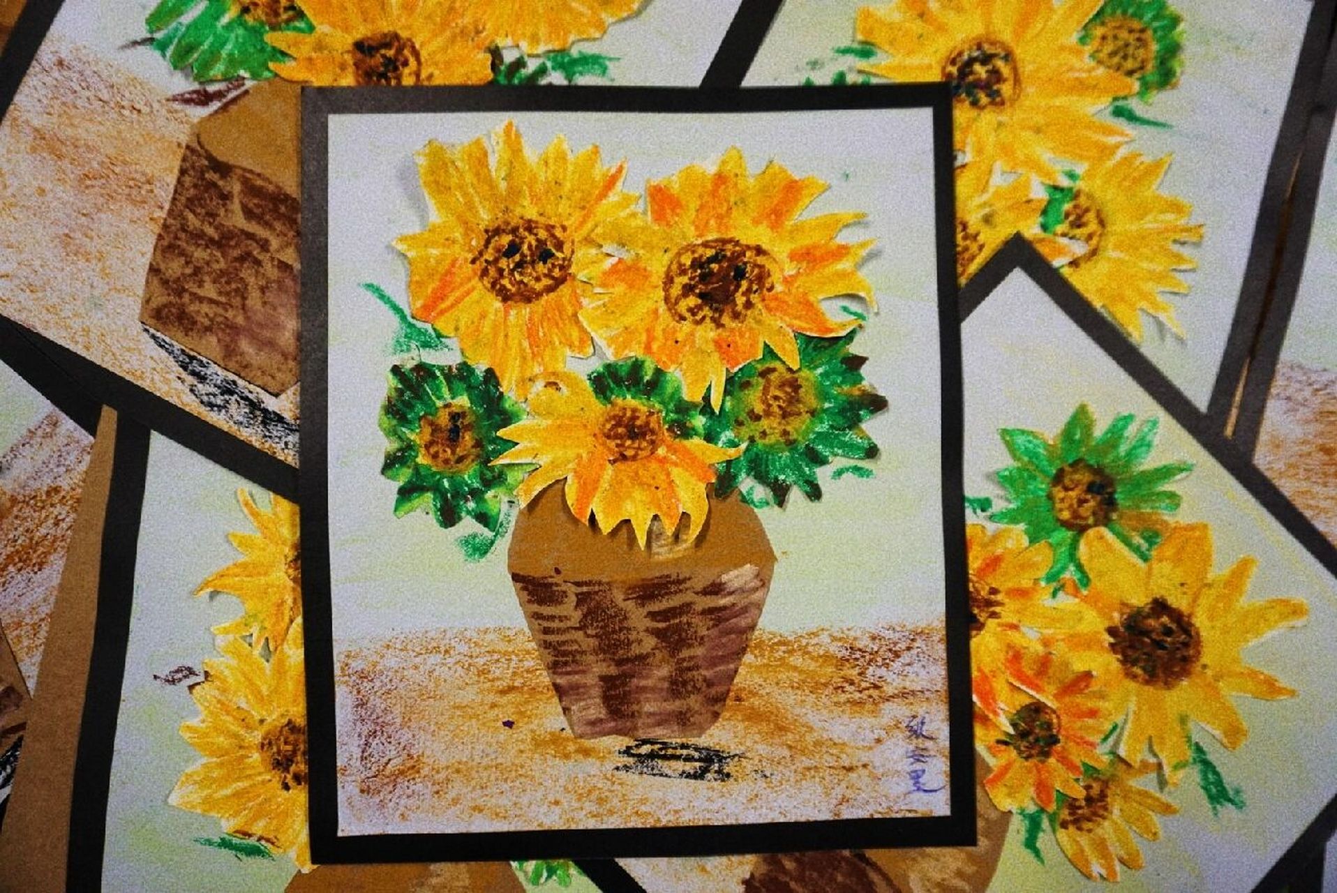 世界名画之梵高作品《向日葵》幼儿创意美术