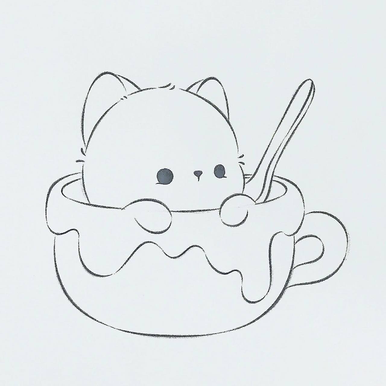 零基础简笔画教程|茶杯猫 我们都希望出现在别人的生命中,是礼物而不