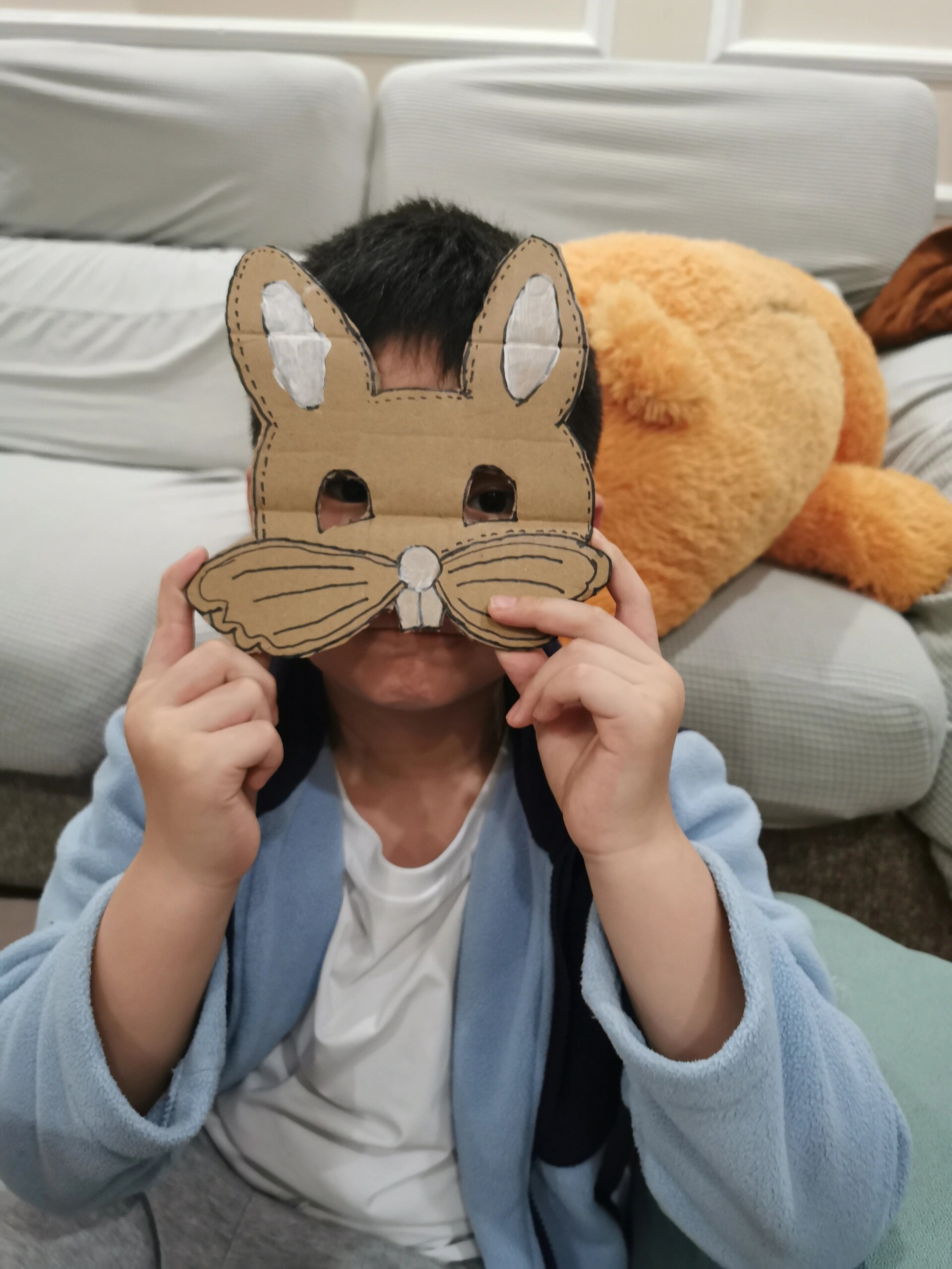 废纸盒做个兔子面具🐰浅浅浪费时间