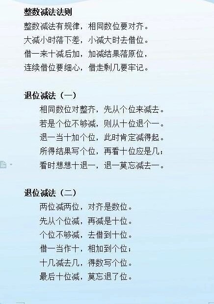 小学数学歌谣整理