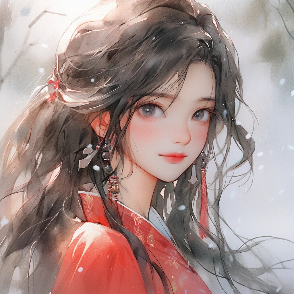古风水彩女生