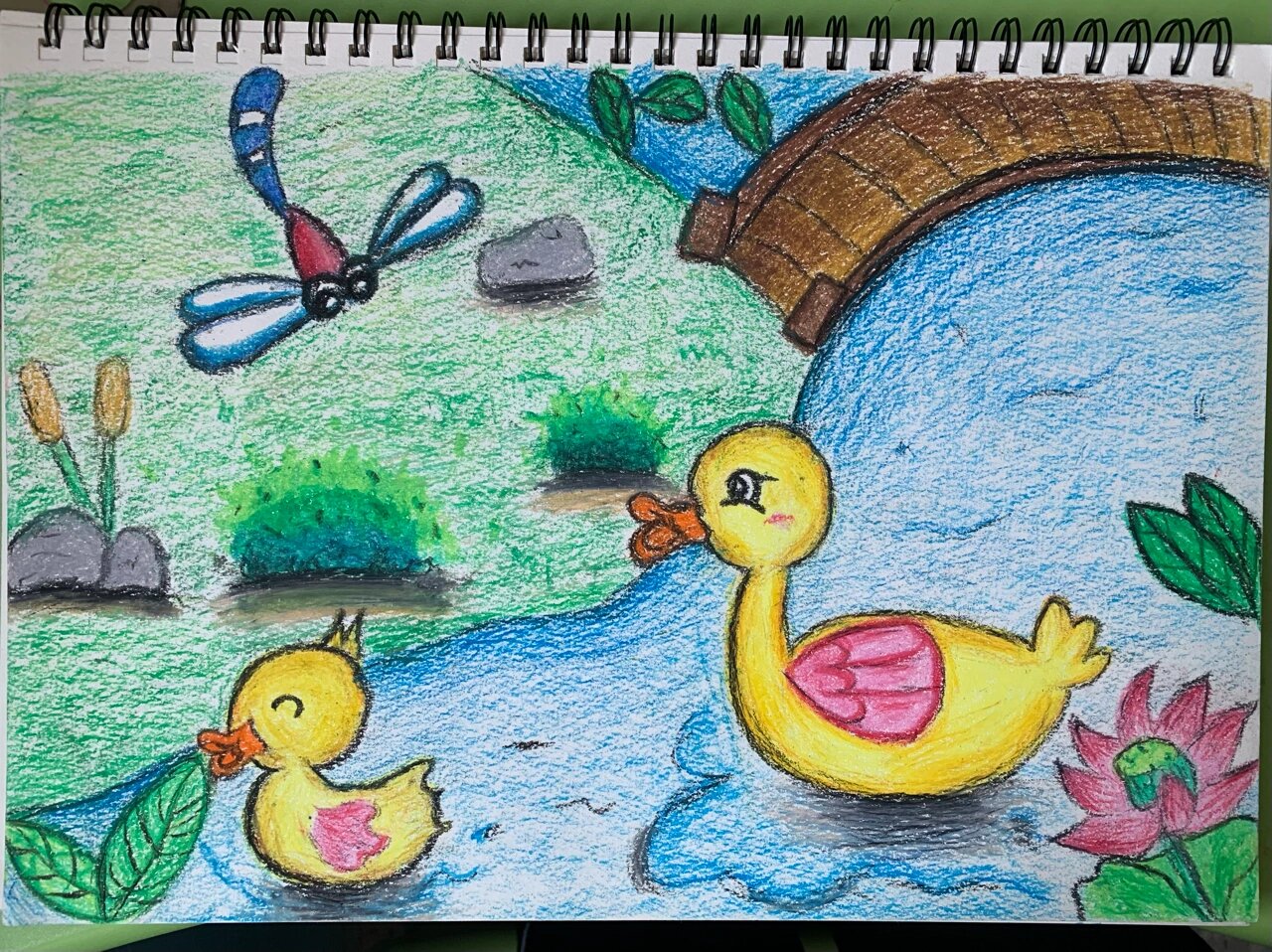 油画棒丨小鸭子过河08