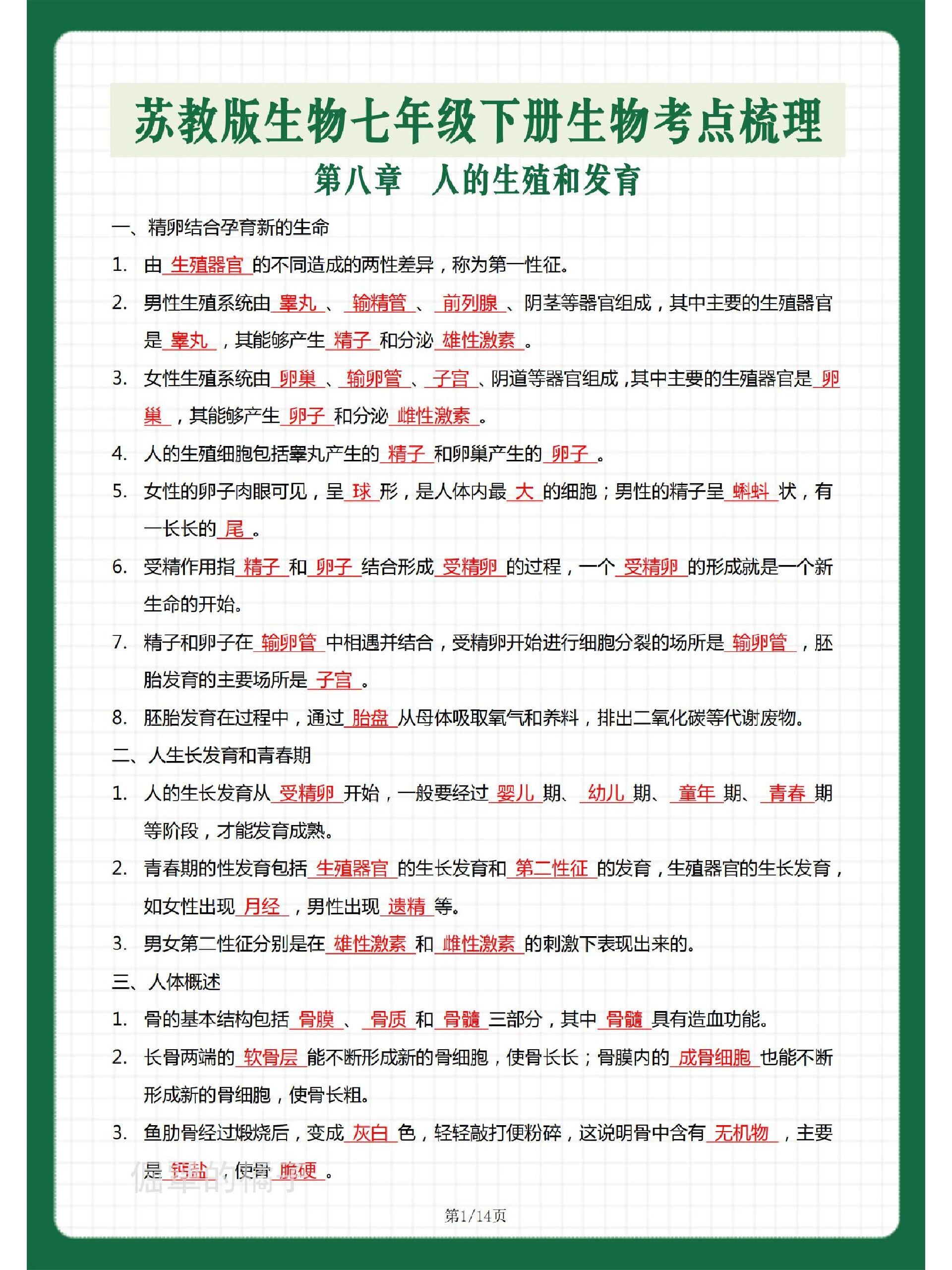 苏教版！初中资料，考点明确的简单介绍