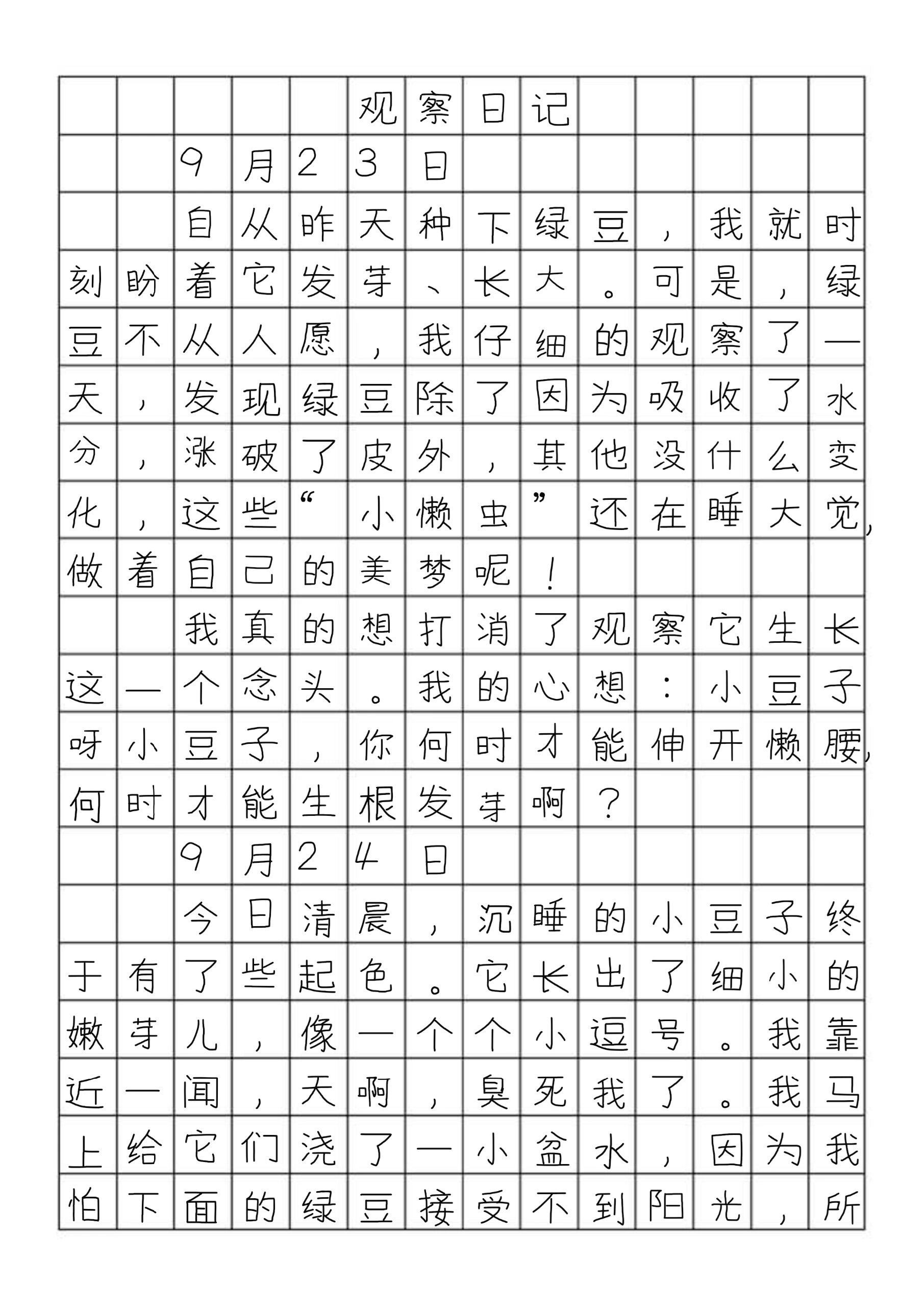 观察日记400字左右四年级(观察日记400字左右四年级格式)